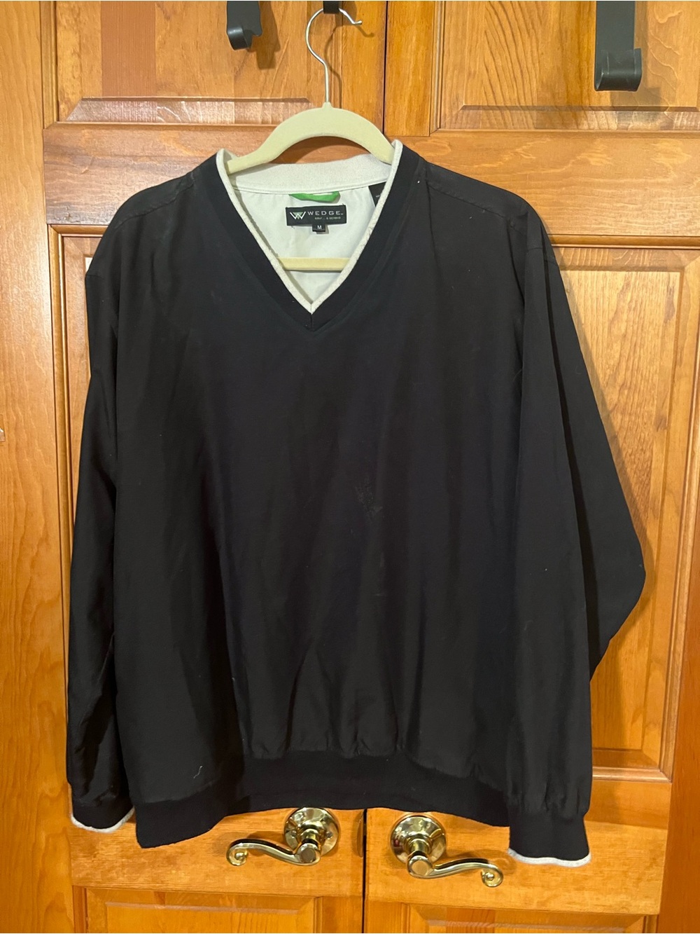 edge Black V-Neck Sweater with Cream Trim